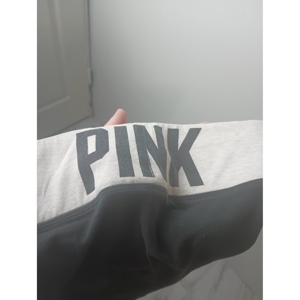 Victorias Secret PINK Foldover Waistband‎ Leggings Black Grey Y2K Logo Dog - Picture 10 of 10